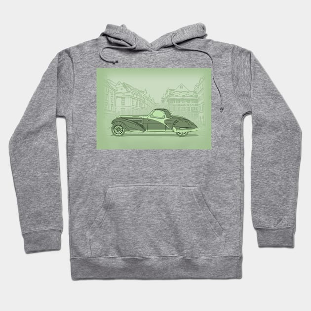 Vintage Automobile Illustration Hoodie by DesignWood Atelier